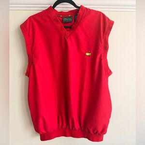 Masters Golf Vest Mens Large Red V-Neck Pullover Windshirt Masters Collection